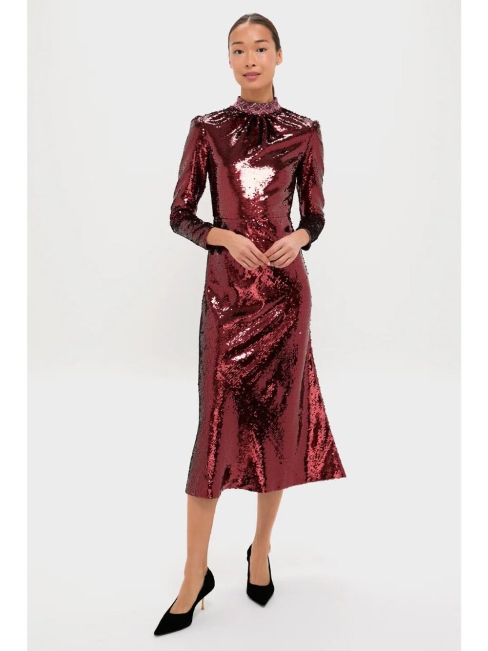 SALONI Sequin Jena Maxi Dress Deep Garnet Size 4 NWT